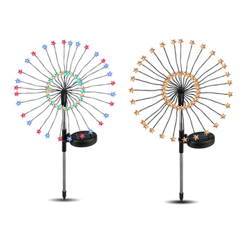 

VKTECH 2pcs 90 LED Solar Powered Firework Lights IP44 Waterproof Outdoor Lamp for Landscape Path Lawn Garden Outdoor Decoration