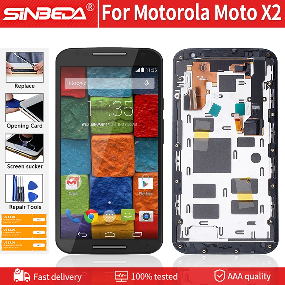 Оригинальный ЖК дисплей 5 2 дюймов для Motorola X2 с дигитайзером сенсорный экран
