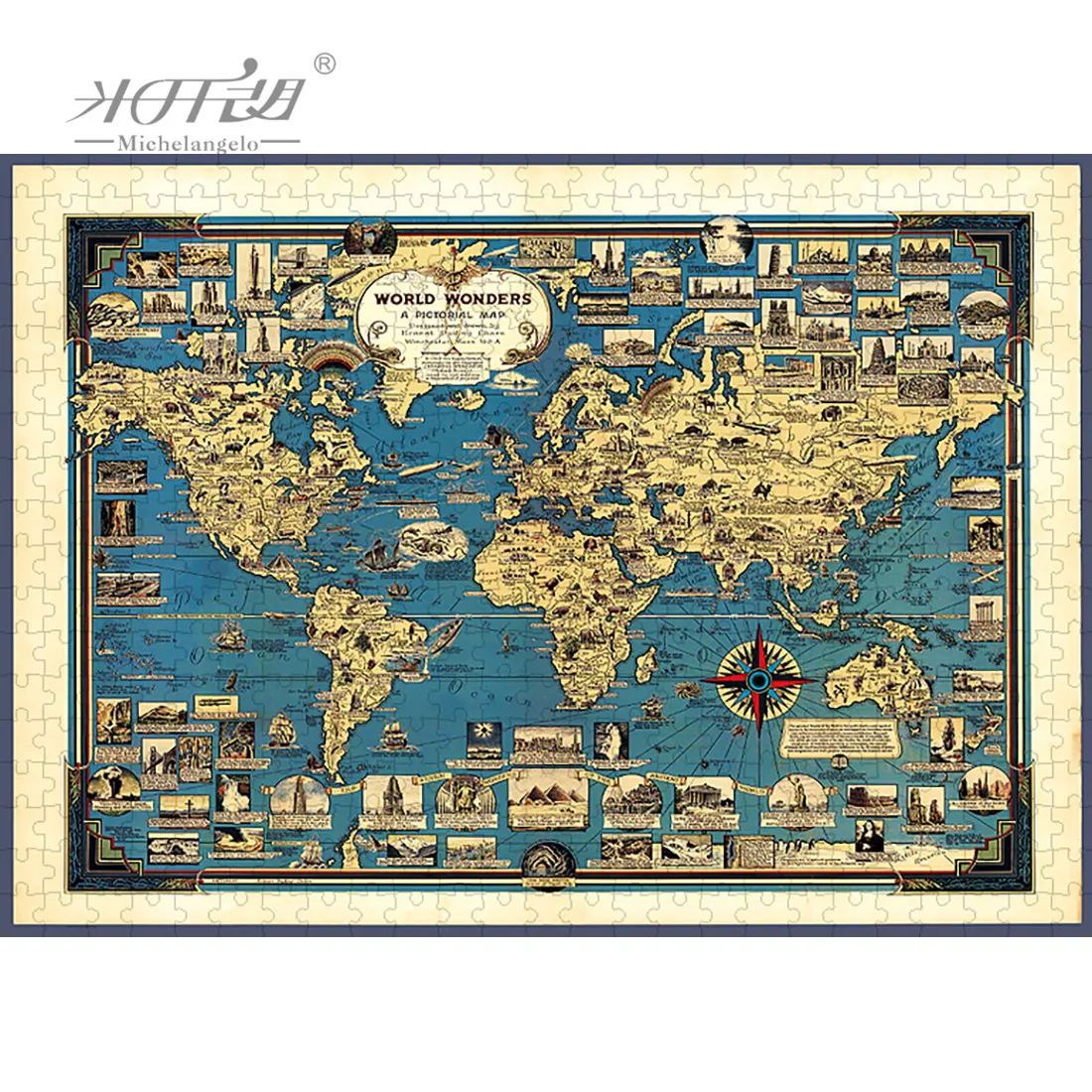 

Michelangelo Wooden Jigsaw Puzzle 1000 1500 2000 Piece World Map Cultural Custom Kid Educational Toy Collectibles Painting Decor