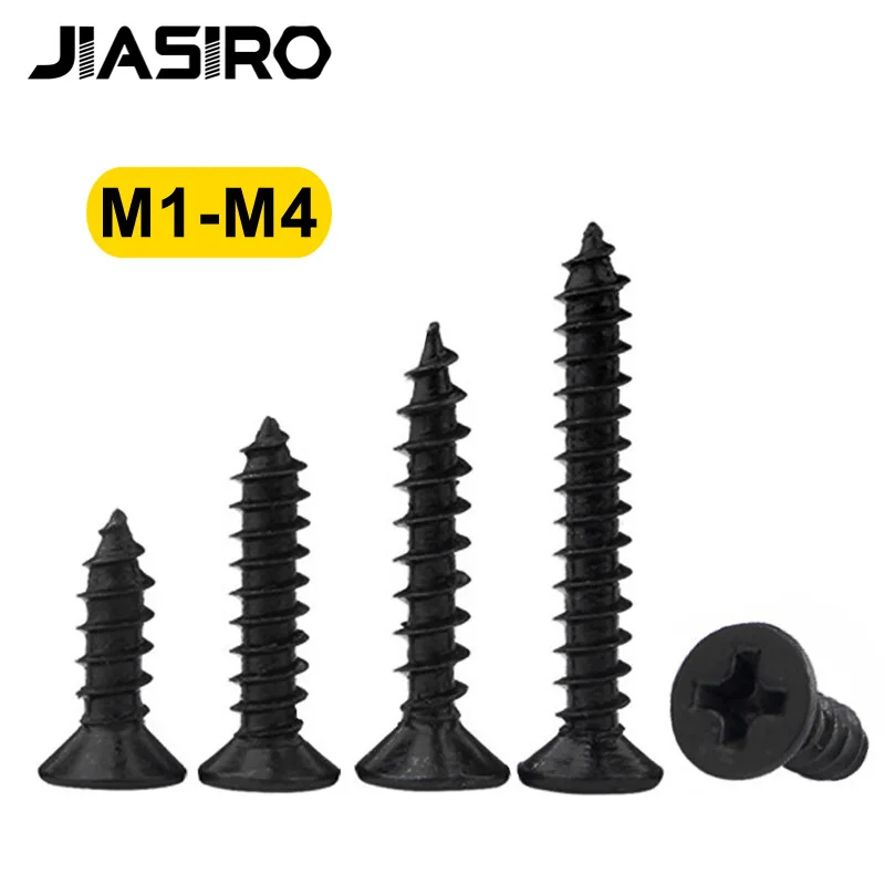 Jiasiro 50 шт. M1 M1.4 M1.7 M2 M2.3 M2.6 M3 M4 встраиваемый черный крест с потайной плоской головкой