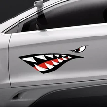 

1 Pair Shark Teeth Mouth Decals Sticker Universal for Kayaking Dinghy Boat Creative Fishing Boat Canoe Truck Decor Easy To Use