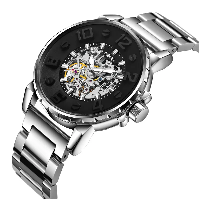 OUBAOER Брендовые мужские часы автоматические механические часы спортивные повседневные деловые наручные часы, водонепроницаемые часы relojes hombre