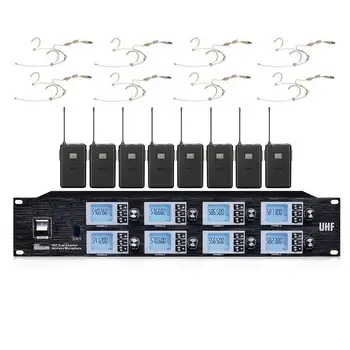 

Wireless Headset Microphone System 8 Headworn 8 channels Cordless microphone For Church school meeting speech