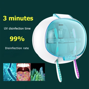 

UV Toothbrush Sterilizer Holder 2 Teeth Brush Ultraviolet Disinfection Box Toothbrush Cleaner Toothpaste Dispenser Wall Mount