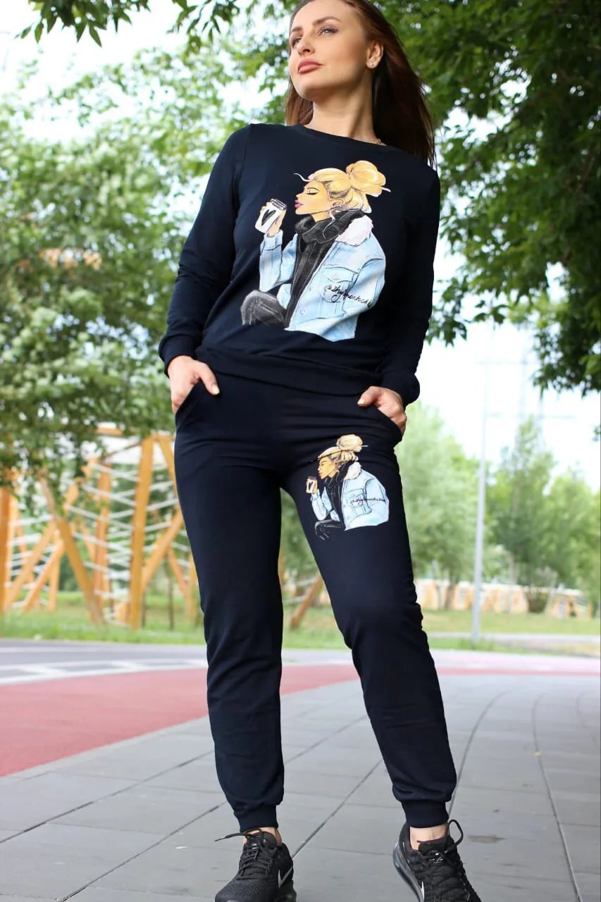 

Two Piece Pants Set Women Summer 2020 Character 2 Piece Long Sleeve T Shirt Pants Set Pantalon Femme Two Piece Set Top and Pants