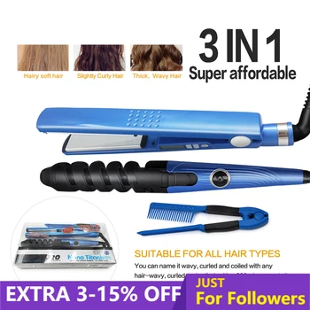 

Professional Flat Irons 11/4 Plate Width Nano Titanium 450F Plate Hair Straightener 3 IN 1 Curling Iron Straightening Curler