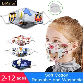 

L.Mirror 1Pcs Children Mask Lovely PM2.5 Washable Mouth Mask With Valve Kids Haze Dust Mask Filter Face Muffle Respirator New