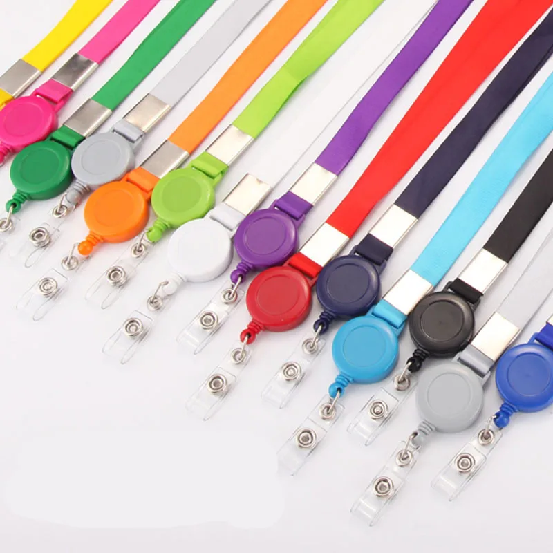 

1PCS Student Retractable Lanyard Neck Strap Card Holder Variety Colors Credit ID Name Card Badge ClipHolders