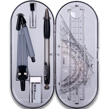 

8pcs Cute Stationary Set with Mechanical Pencil Eraser 15cm Ruler Protractor Compass and Refills for Student School Learning