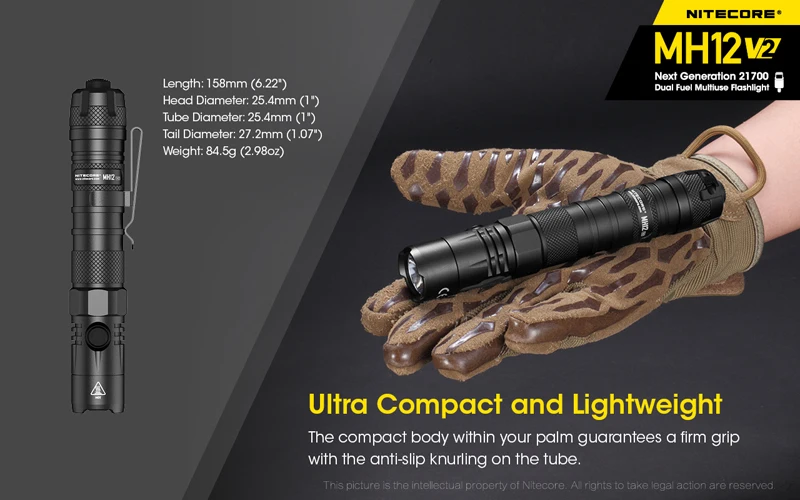 NITECORE MH12 V2 1200 Lumens 21700 Multiuse Flashlight (12)