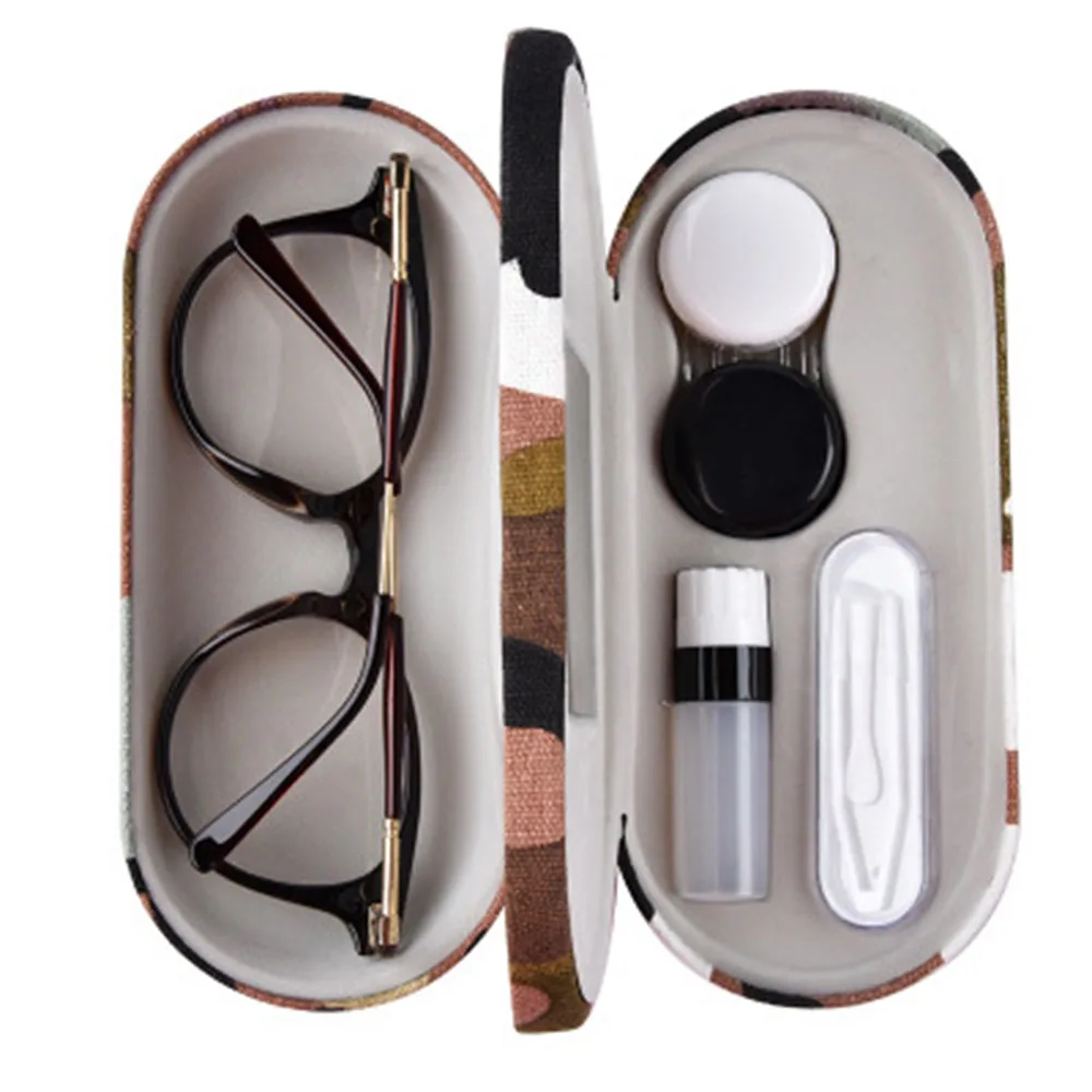 Dual Use Glasses Case New Design 2 In 1 Camouflage Double Layer Reading Glasses Box Multi-purpose Portable Contact Lens Boxes