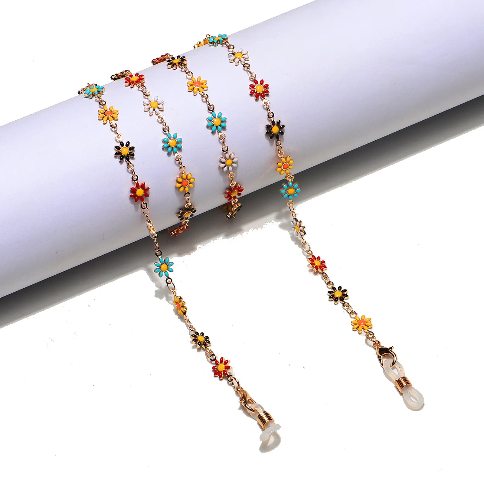 

Металлическая цепочка для очков ручной работы, подвеска для очков, цепочка с цветком золотого цвета, аксессуары для маски