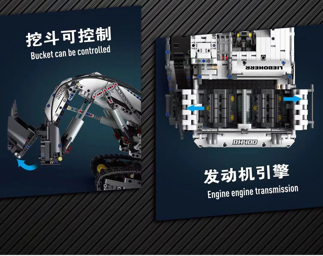 Technic Series liebherrs R 9800 Excavator Motor Power Mobile Crane Mk II Car Model Building Blocks 2