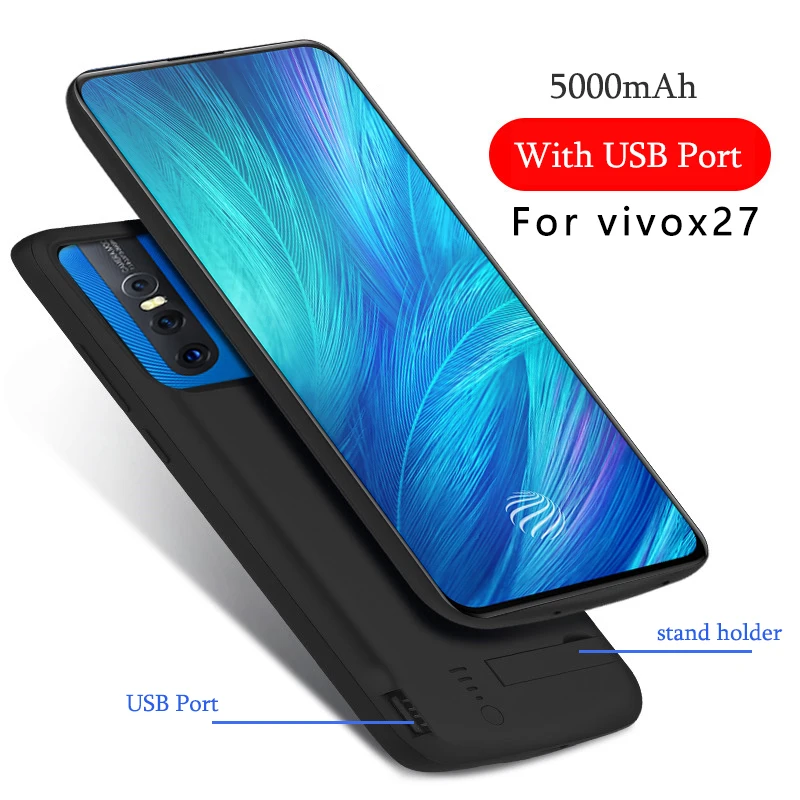 5000/6000mAh батарея зарядное устройство Крышка для vivo x27 Pro внешняя подставка зарядная КРЫШКА ДЛЯ vivo x27 ударопрочный аккумулятор чехол с USB