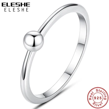 

ELESHE Authentic 925 Sterling Silver Finger Rings Small Ball Simple Rings for Women Fine Jewelry Silver 925 Geometric Rings