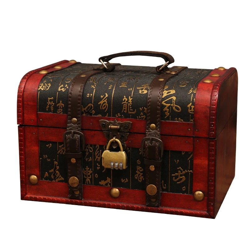 

Chic Wooden Pirate Jewellery Storage Box Case Holder Vintage Treasure Chest for Wooden Organizer
