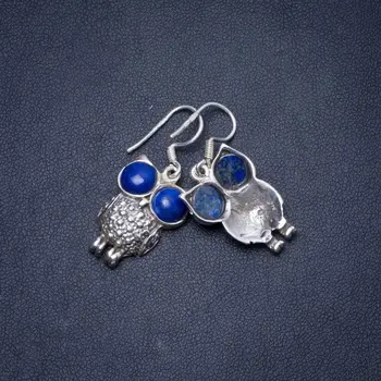 

Natural Lapis Lazuli Handmade Unique 925 Sterling Silver Earrings 1.25" Y0525