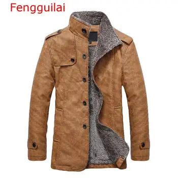 

Fengguilai 2019 Men Winter Jackets Men Leather Motorcycle Fur Warm Jacket Male Commercial Casual Coat Plus Velvet Windproof 4XL