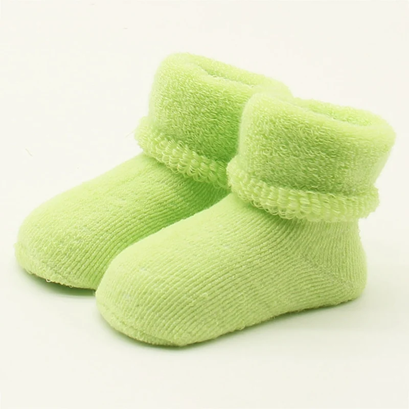 Зимние теплые мягкие толстый носок для новорожденных девочек; хлопковые повседневные нескользящие носки принцессы - Цвет: GR