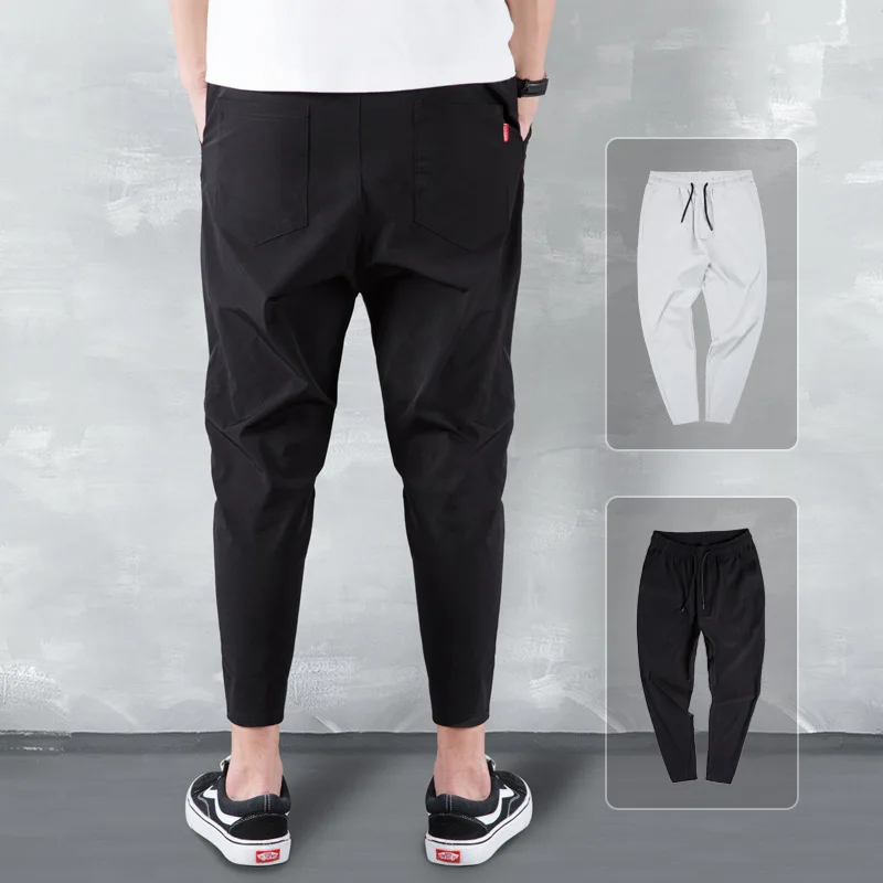 

Summer Thin Section Korean-style Trend ice silk ku Male STUDENT'S Capri Pants Loose-Fit Skinny Harem Pants MEN'S Casual Pants