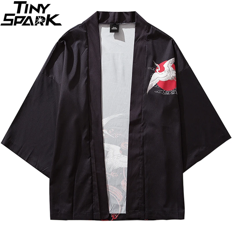 Японские куртки типа кимоно кран Лаки красное облако печати Мужская Harajuku куртка в уличном стиле пальто хип хоп тонкое платье Япония стиль