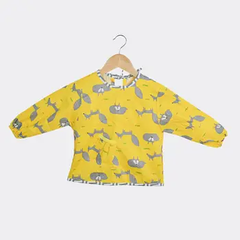 

Quaslover Baby Stuff Bibs Long Sleeve Cotton Cartoon Children Apron Bib Waterproof Dirt-resistant Washable Baby Feeding Clothes