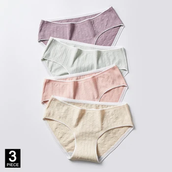 

Woman Sexy Panties Cotton Seamless Briefs Breathable Antibacterial Female Underwear Brand Quality knicker 3 Pcs/set Dropshipping