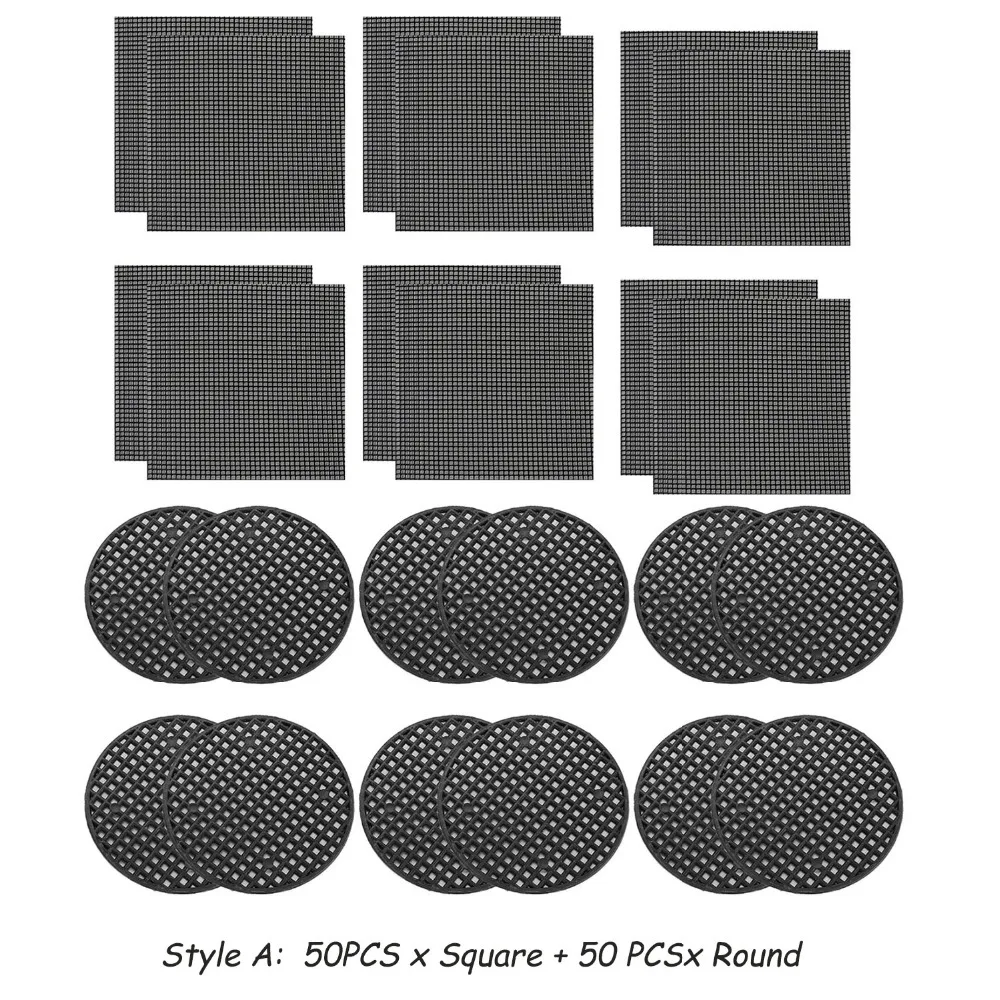 Behogar, 50 шт в наборе, 5x5 см дренаж экраны+ 50 шт. 4,5 см круглая сетка тормозные колодки для бонсай-суккулент избежать гниения корни потери почвы борьба с вредителями