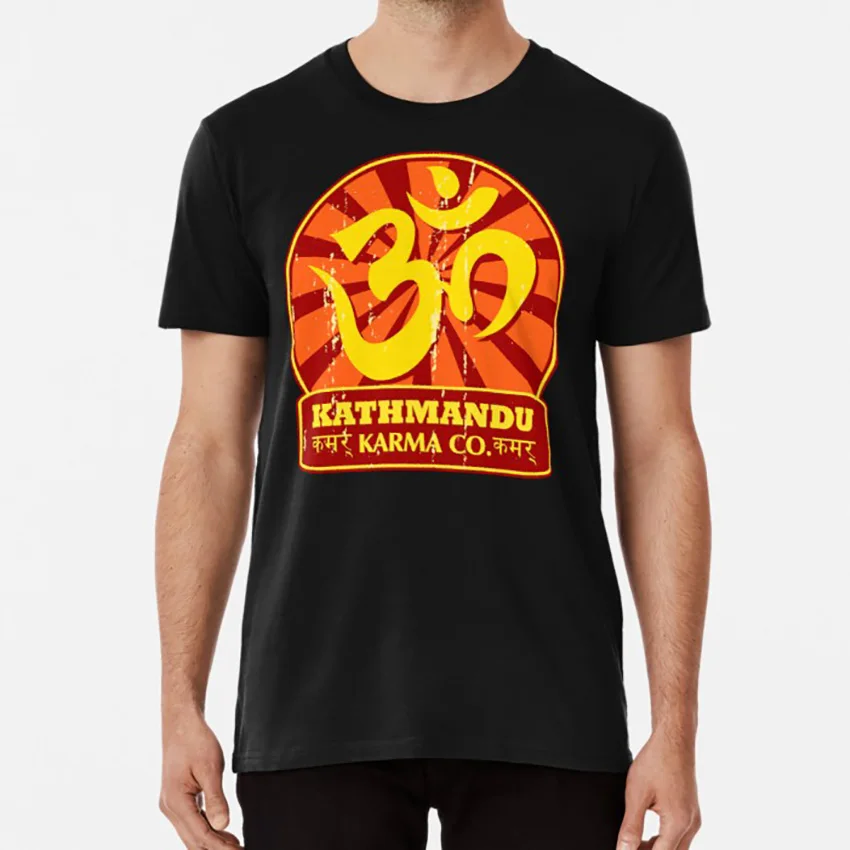 Футболка с надписью Kathmandu Karma буддистская и новогодняя |