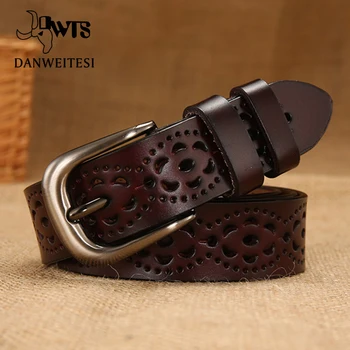 DWTS-Cinturón de piel auténtica para mujer, cinturón femenino de marca de moda, de lujo