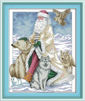 

The North Pole Santa Claus Printed Canvas DMC Counted Chinese Cross Stitch Kits printed Cross-stitch set Embroidery Needlework