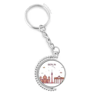 

Berlin Germany Flat Landmark Pattern Rotatable Key Chain Ring Keyholder