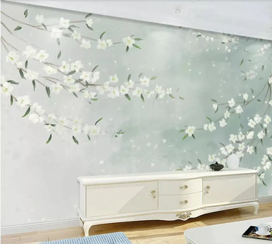 Custom 3D mural wallpaper small fresh watercolor flowers background wall decoration painting