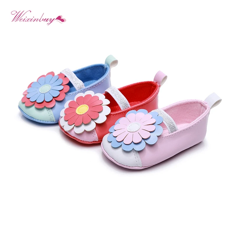 New Toddler Baby Girl Sunflower Elastic Band Newborn Walking Shoes Baby