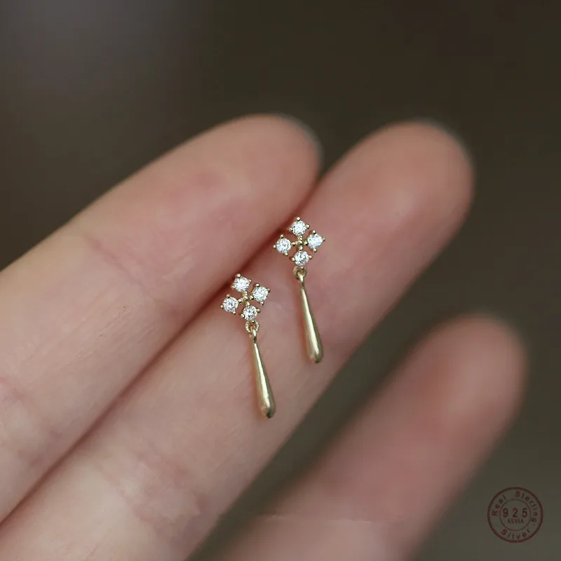 Tassel Earrings Snowflake Gold Jewelry Crystal 925-Sterling-Silver Women European 14
