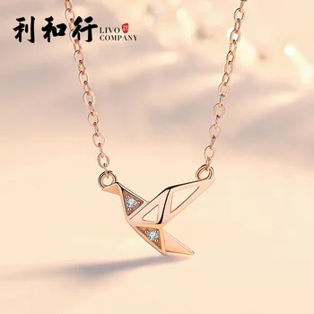 

TN2117 Thousand paper crane Necklace collarbone chain 925 pure silver simple temperament
