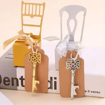 

Chair Shape Favor Boxes Paper Candy Boxes With Alloy Key Shape Keychains Set For Wedding Party Baby Shower