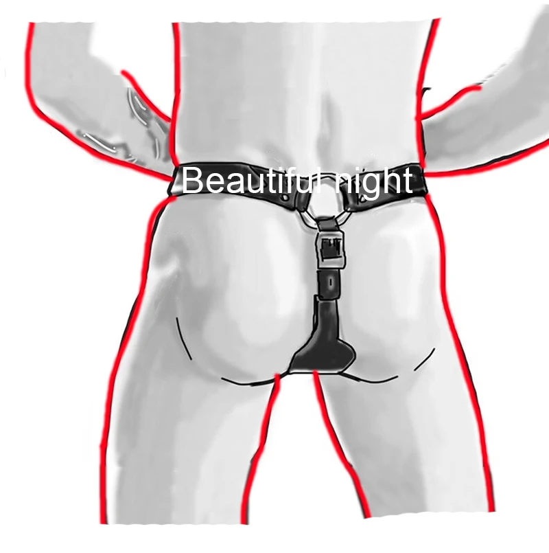 BDSM Buckling Butt Plug Harness with Cock Ring,Leather Chastity Belt Bondage,Strap-on Underwear Cockring,Sex Toys For Couples