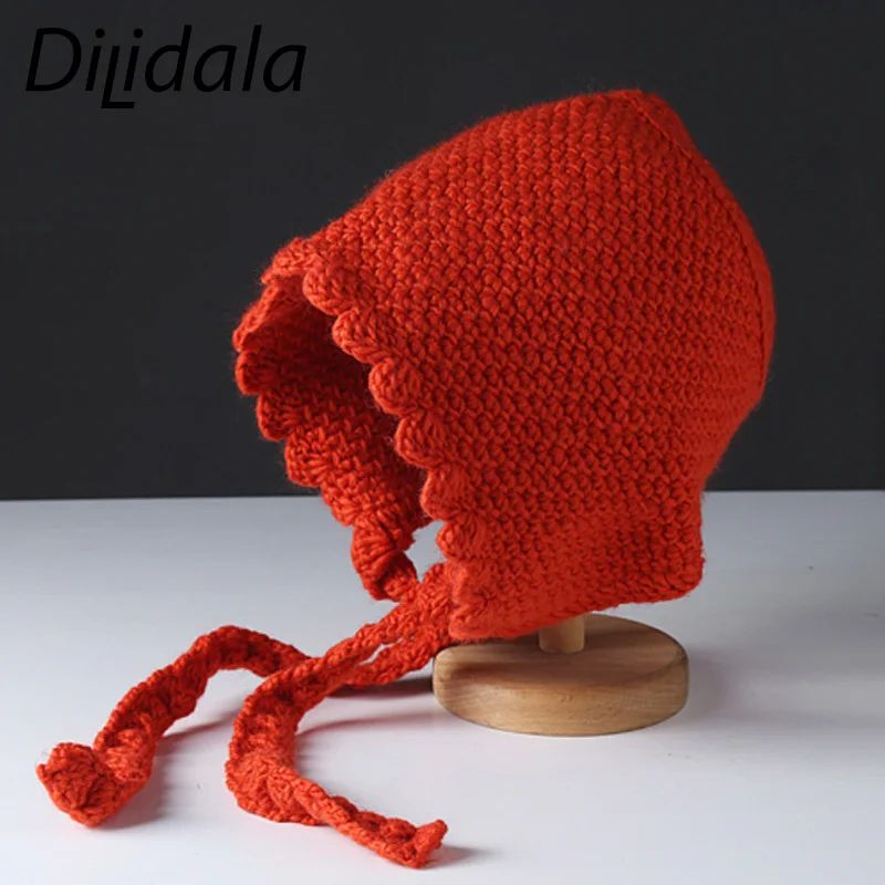 Dilidala Ретро теплая вязаная шапка японские дикие наушники Рыбацкая шапка осень зима Милая Кружевная шапка зимние шапки для женщин
