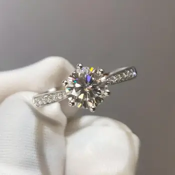 

inbeaut 18K White Gold AU750 Engagement Rings Excellent Cut Round Pass Diamond Test 1 ct D Color Moissanite Ring for Women Gift