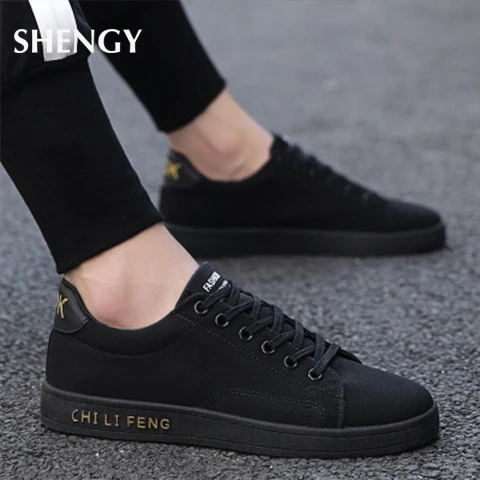 

Men Shoes Spring Autumn Casual Canvas Men's Flats Shoes Lace-up Low Top Male Sneakers Solid Vulcanized Shoes