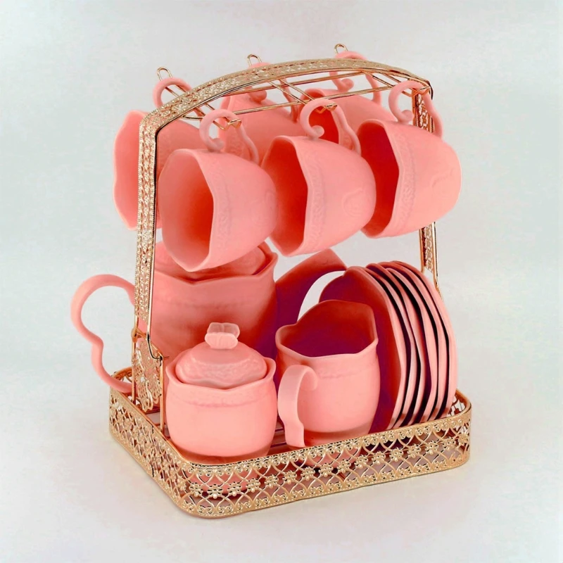 Mug Holder Coffee Cup Holder Tea Set Stand Dishes Organizer Wrought Iron Storage Drying Rack for Kitchen Living Room Home Decor