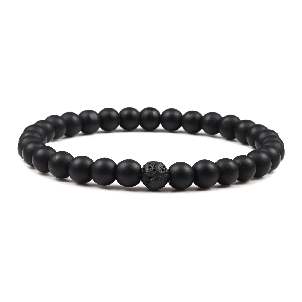 Black scrub 4 Модный браслет с лавовым камнем мужские молитвенные Бусы Будда эластичные браслеты Баланс йога бусины браслет для женщин уникальный подарок драгоценность - Окраска металла: Black scrub 4