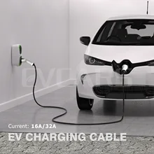 Câble de recharge de Type 2 pour voitures électriques, 3,6 kw, 7,2 kw, 11kw, 22kw, 16a, 32a, 5m