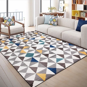 

Nordic Style Geometric Pattern Floor Carpets Living Room Rug Sofa Coffee Table Mat Bedroom Yoga Pad Rectangular Bedside Blankets