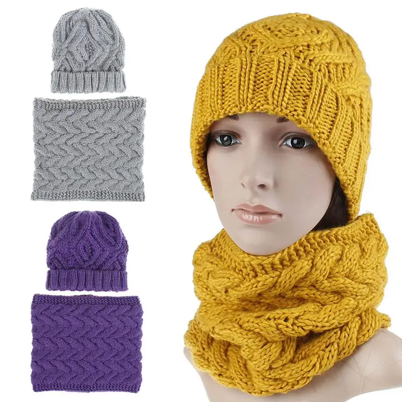 

Hot Wild Wool Cap Scarves Set Warm Earmuffs Winter Hat Female Ladies Bib Two-piece Tide Neck Rings