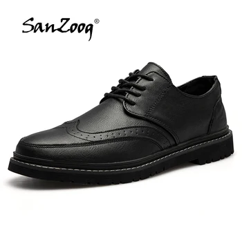 

Brogue Casual Masculino Leather Shoes Men Chaussure Homme Cuir Zapatos De Hombre Casuales Cuero Designer Autumn Sapato Social