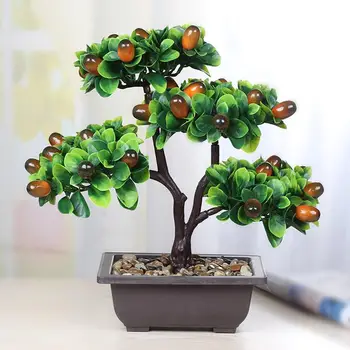 

Artificial Bonsai Fake Tree Simulation Flower Fruit Potted Decoration Simulation Plant Desktop TV Cabinet Decoration