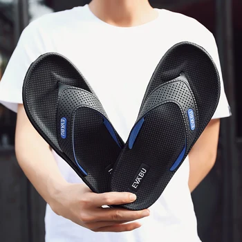 

Beach Flip Flops Men 2020 Summer Flat Shoes Slip On Sandals Non-slip Sole Solid Color Male Fashion Flip Flop Slides
