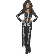 Хэллоуин платье ужас серьги рука скелета-призрака одежда костюмы на Хэллоуин для женщин косплей одежда